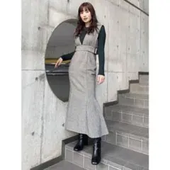 MURUA（ムルーア）サイドタックマーメイドジャンパースカート（ダークミックス）