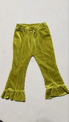 MY LITTLE WONDER ライムグリーン フリルパンツ 90cm ベロア