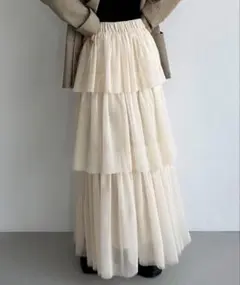 callautia チュールティアードスカート アイボリー M