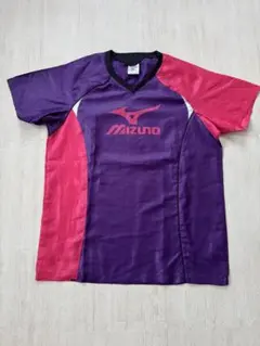 Mizuno/ミズノ　半袖ピステ　Lサイズ　 紫×ピンク
