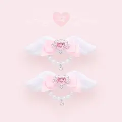 天使の羽　ヘアクリップ　魔法少女　天使界隈　推し色　シルバー　白 ピンク　量産型