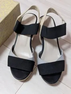 ウェッジヒールサンダル 黒/グレー/ベージュ Mサイズ