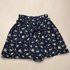 ネイビー 花柄ショートパンツ キュロット 140cm