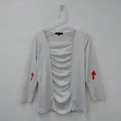 m.f.editorial ギャザー フロント ロングスリーブカットソーベージュ