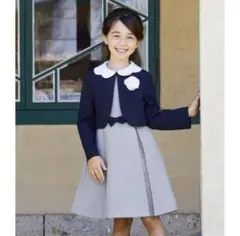 m*!様 美品 ショパン フォーマルアンサンブル ボレロ＆ワンピース 紺＆グレー