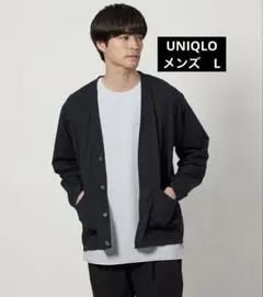 ユニクロ　カーディガン　黒　メンズ　L