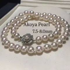 テリ強】あこや真珠 パールネックレス セミロング 7.0-7.5mm 52cm 