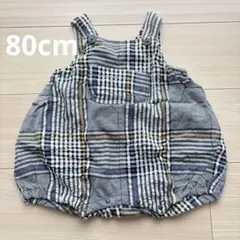 【BREEZE】80cmチェックサロペットロンパース