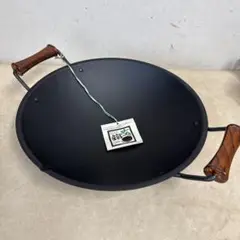 鉄製 33cm 両手中華鍋 木製ハンドル