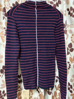 niko and... ストライプ ハイネックニット Mサイズ ネイビー/レッド