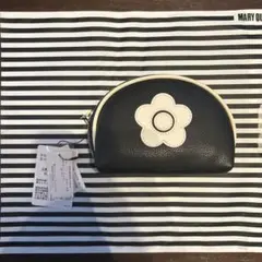 新品未使用MARY QUANT マリクワ 花モチーフポーチ 黒/ホワイト