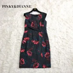 極美品✨PINKY&DIANNE シャドーフラワープリントクロスタックワンピース