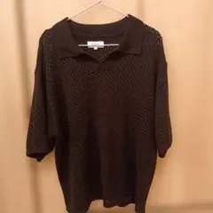 MONO-MART 透かし編みメッシュニットスキッパーポロシャツのサムネイル
