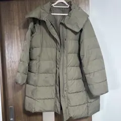 オリーブグリーン フード付き ダウンジャケット 4L