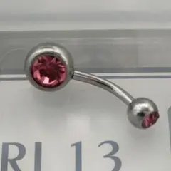ピンク ストーン へそピアス