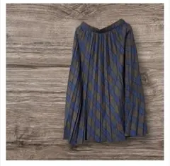 global work　チェック柄 プリーツロングスカートM