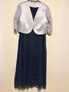 ネイビー レースドレスとジャケットセット