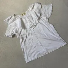 《 LAISSE PASSE レッセパッセ 》 フリル Tシャツ 綿100％ 白のサムネイル