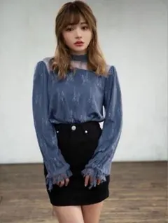 GRL フラワー刺繍チュールキャンディスリーブトップス 【k8051m】