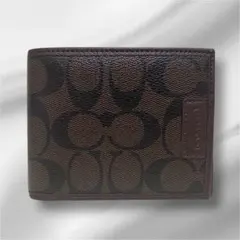 【新品未使用】COACH コーチ二つ折り財布 シグネチャー ブラウン