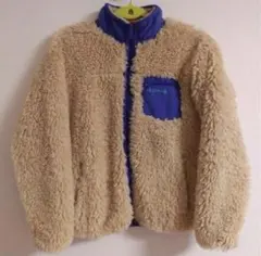 ベージュ/ブルー フリースジャケット