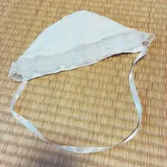 送料込☆退院☆お宮参り☆ホワイト☆ベビー帽子 フリル付き☆50-60cm