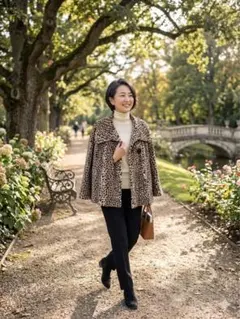 【訳あり】Edge staff ヒョウ柄 ジャケット 17AR 大きいサイズ