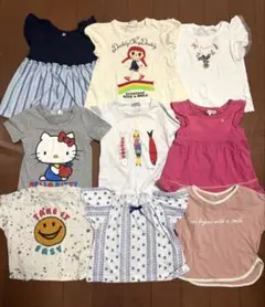 キッズベビー半袖90まとめ売り9点セット 保育園着 女の子 夏服