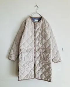 SHIPS any別注 TAION パイピング ノーカラー キルティング コート