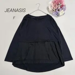 【ジーナシス】 異素材ドッキング　プリーツ　カットソー　長袖　ヘムライン　黒　Fのサムネイル