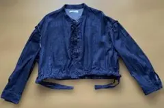 MOUSSY マウジー　ダークブルー クロップドシャツ　デニムシャツ　フリル　F