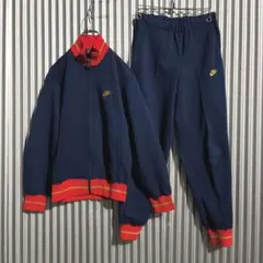 希少 80s 紺タグ NIKE セットアップ 日本製 M 紺 赤 ヴィンテージ