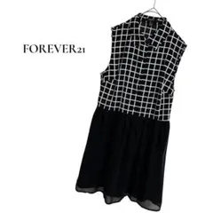 FOREVER 21 ノースリブワンピ チェック柄 ブラック 裏地あり【S】