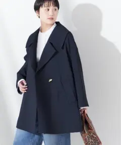 L'ESSAGE レサージュ バックサテン ワイドカラーコート
