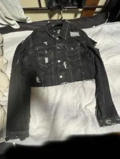Bershka ブラック クロップドデニムジャケット
