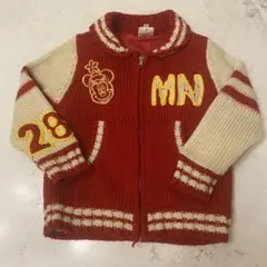 ディズニー ミニー 刺繍 ニットブルゾン キッズ アウター 110cm