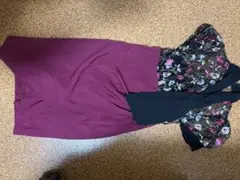 花柄刺繍ナイトドレス ワインレッド