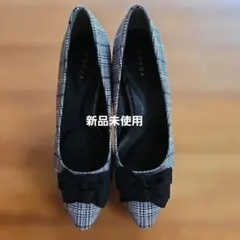 RANDA チェック柄 リボン パンプス ハイヒール