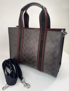 【連休セール】【極美品】コーチ CN058 スミス 2way シグネチャー 茶