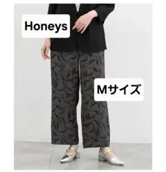 【Honeys】柄グレー ワイドパンツ Mサイズ