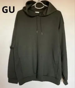 GU－ ダブルフェイスビッグプルパーカー モスグリーン M