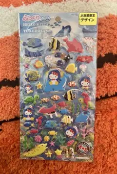 【即日発送】ぷっくりシール　ハローキティ&タキシードサム水族館限定デザイン
