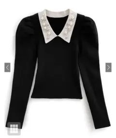 パールカラーパワショルニットトップス[dr794]