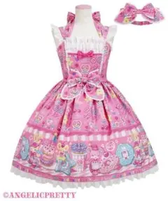angelic pretty摘みたていちごエプロン風スカート ピンク - メルカリ