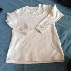 HEATTECH COTTONアイボリー Vネック 長袖Tシャツ