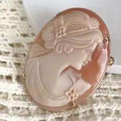 ITALY SILVER シェル カメオ ブローチ ペンダント 貴婦人 手彫り