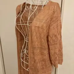 シネマクラブ　コルザ　ハニーズ透かし編みカーディガンオレンジ