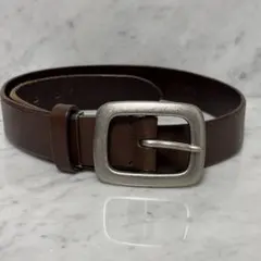 Broe&Co.ブロー＆コー ソリッドブラスバックルレザーベルト 茶 34/90 