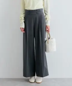 ViS ストレッチ釦付きワイドパンツ