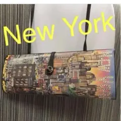 NY ショルダーバッグ　個性的　クラッチ　ニューヨーク　街並み　プリント